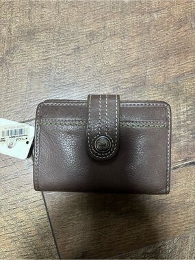 Fossil Compact Dark Brown Leather Snap Wallet
